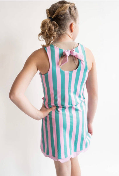 Pink & Green Bow Athletic Dress