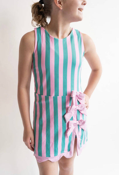 Pink & Green Bow Athletic Dress