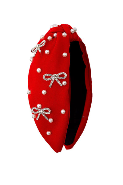 Coquette Jewled Bow and Pearl Headband