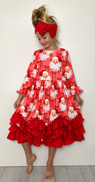 Santa Bow Ruffled Dress