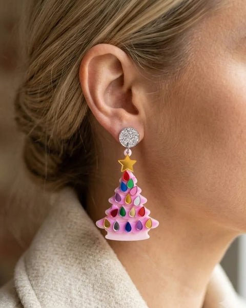 Christmas Light Pink Earrings