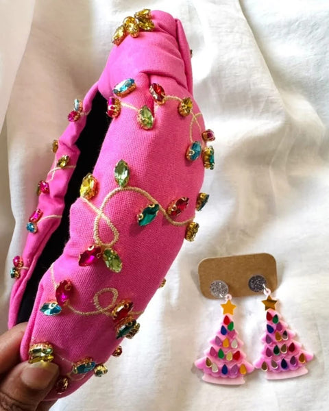Christmas Light Pink Headband