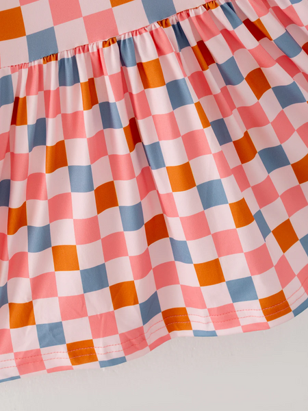 Checkered Fall Block Dress