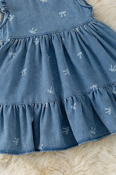 Coquette Bow Denim Dress