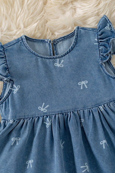 Coquette Bow Denim Dress