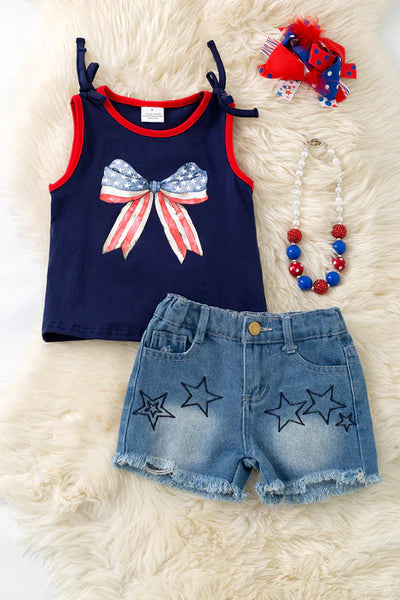 Patriotic Star Denim Shorts