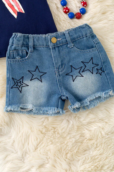 Patriotic Star Denim Shorts