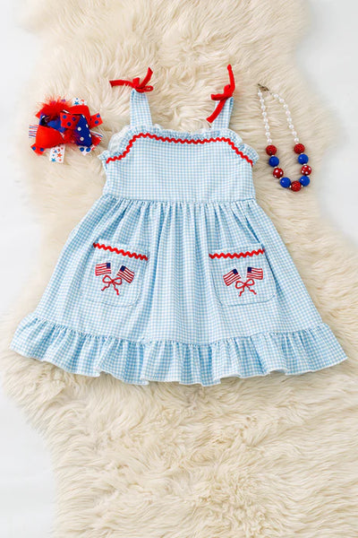 Patriotic Pocket Gingham Dress