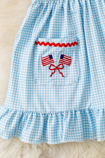 Patriotic Pocket Gingham Dress