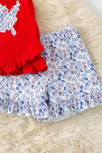 USA Floral Short Set
