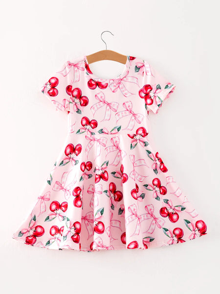 Bow Cherry Cute Girls Dress