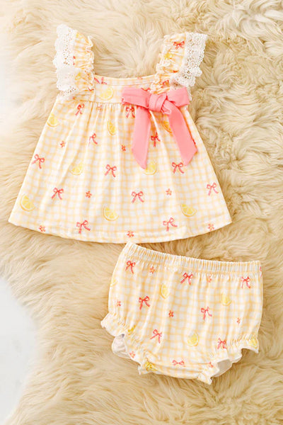 Bow Lemon Bloomer Set