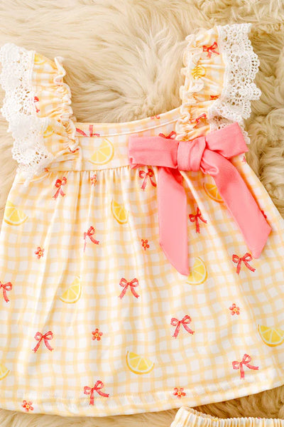 Bow Lemon Bloomer Set