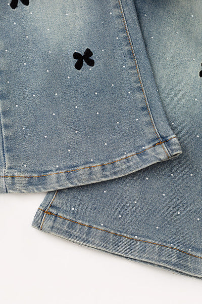 Rhinestones & Bows Denim Pants