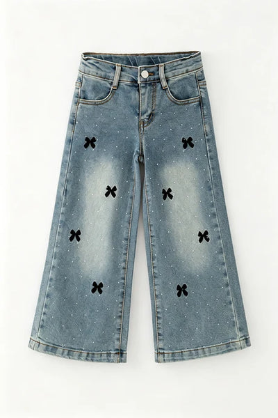 Rhinestones & Bows Denim Pants