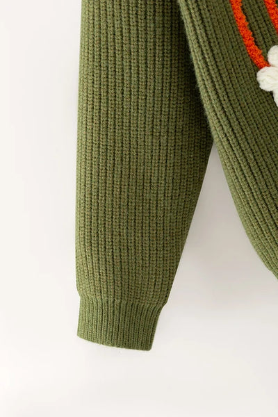 Bow Pumpkin Embroidered Sweater