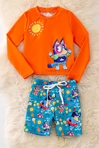 Orange Character Print 2pc Swim