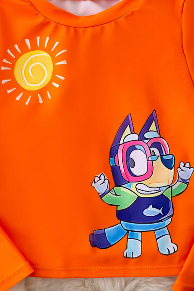 Orange Character Print 2pc Swim