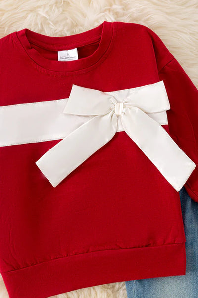 Coquette White Bow Ribbon Sweater