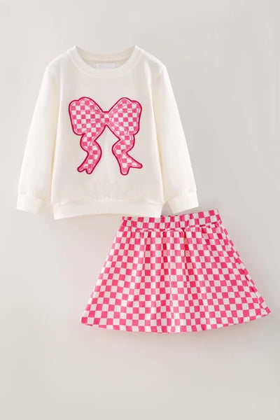 Checkered Bow Skort Set