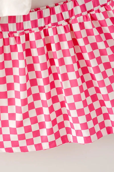 Checkered Bow Skort Set