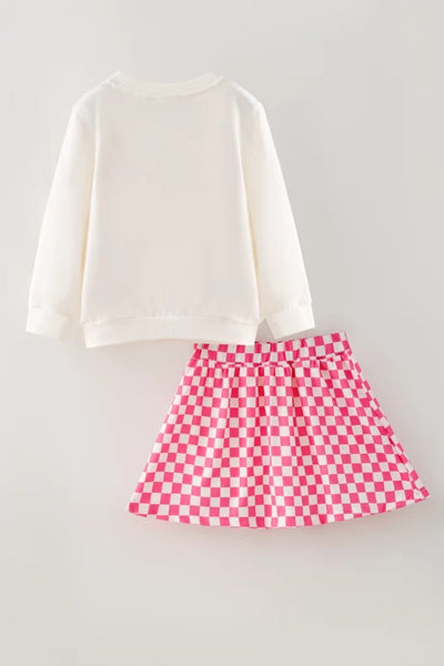 Checkered Bow Skort Set