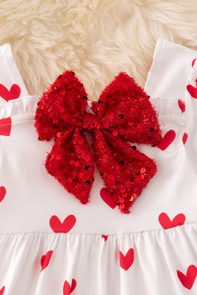 Heart Sequin Bow Pants Set
