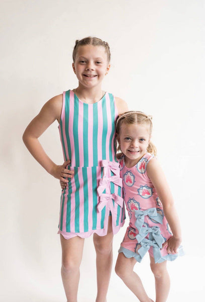 Pink & Green Bow Athletic Dress