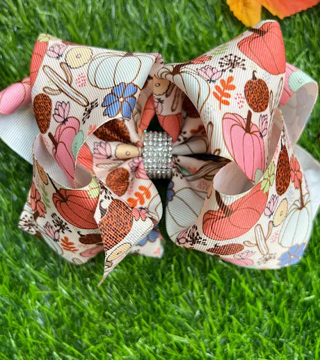 Mixed Pumpkins Bling Hair Bow