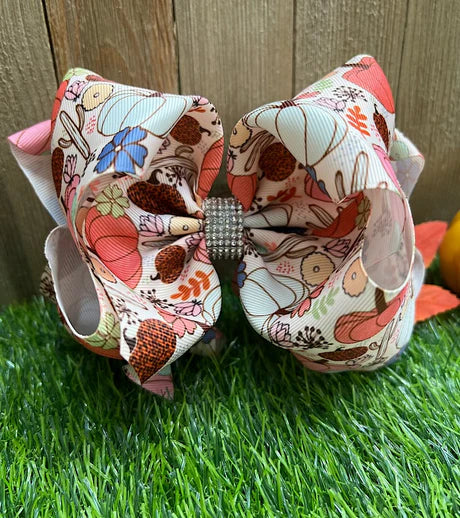 Mixed Pumpkins Bling Hair Bow