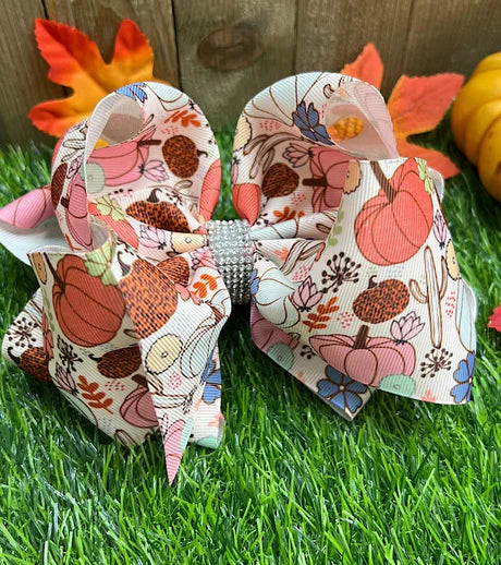 Mixed Pumpkins Bling Hair Bow