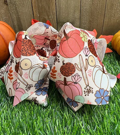 Mixed Pumpkins Bling Hair Bow