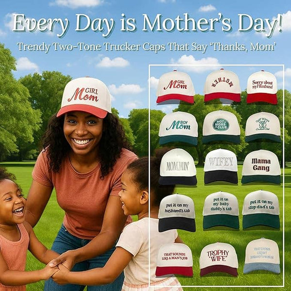 Two Tone Cap -  Mommin' - Black/Beige