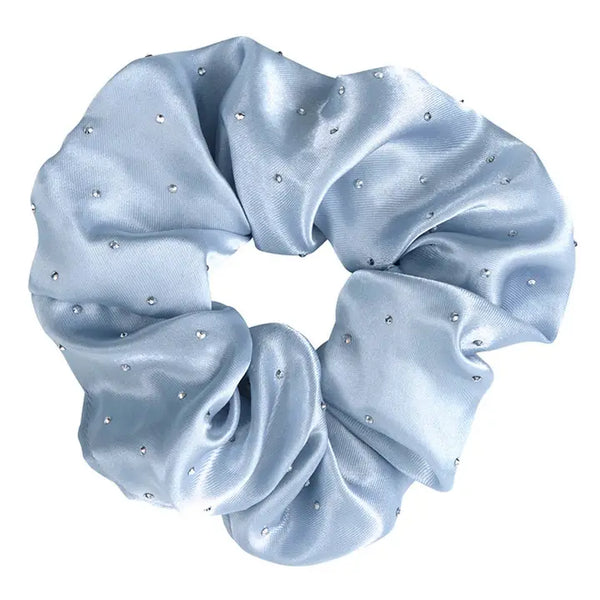 Satin Rhinestone Scrunchie in Diamond Ornament
