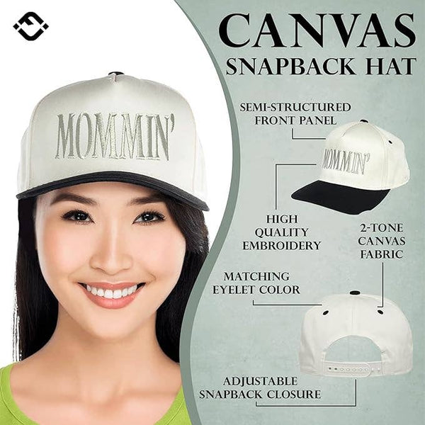Two Tone Cap -  Mommin' - Black/Beige