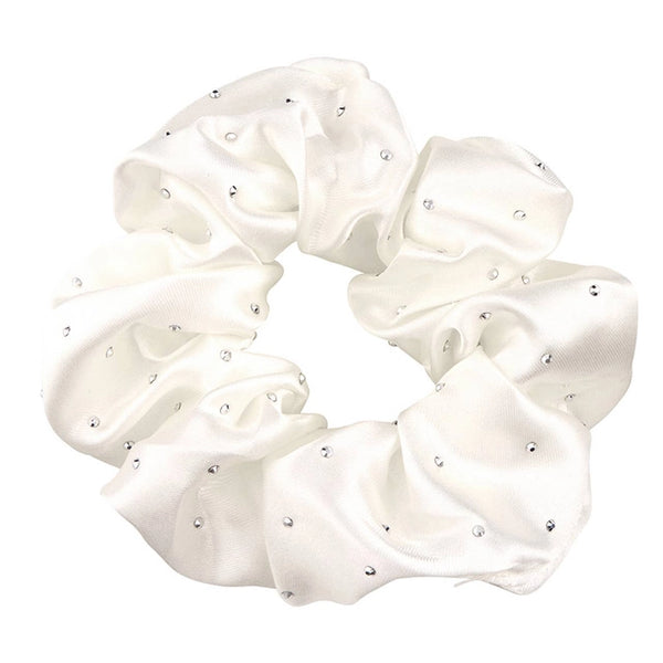 Satin Rhinestone Scrunchie in Diamond Ornament