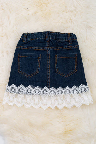 Denim Skirt with Lace