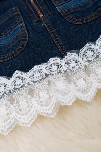 Denim Skirt with Lace