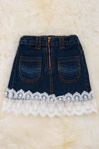 Denim Skirt with Lace