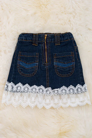 Denim Skirt with Lace