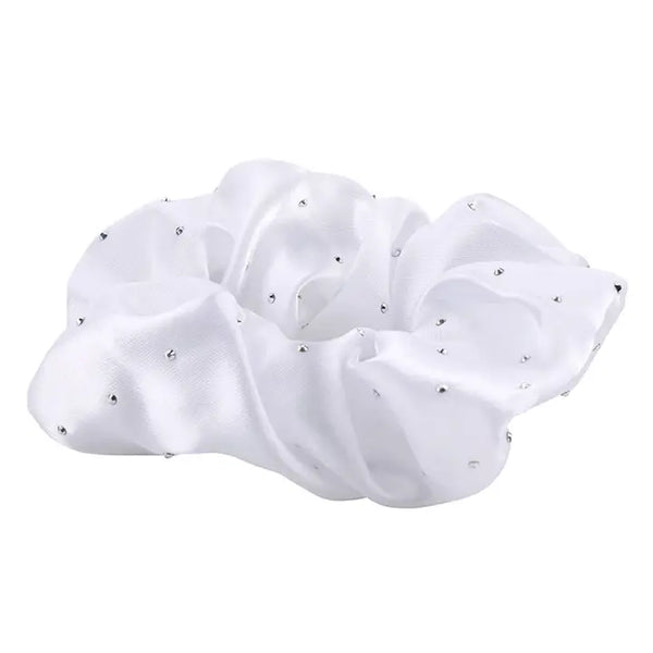 Satin Rhinestone Scrunchie in Diamond Ornament