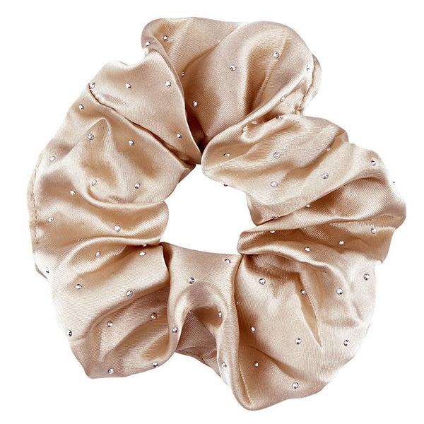 Satin Rhinestone Scrunchie in Diamond Ornament