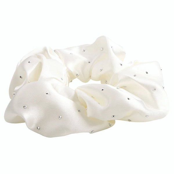 Satin Rhinestone Scrunchie in Diamond Ornament