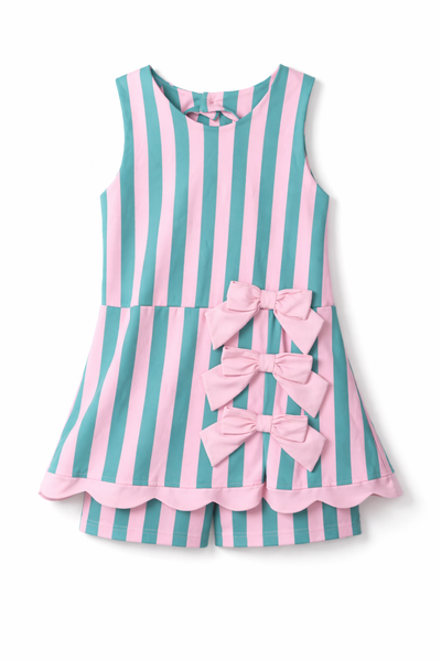 Pink & Green Bow Athletic Dress