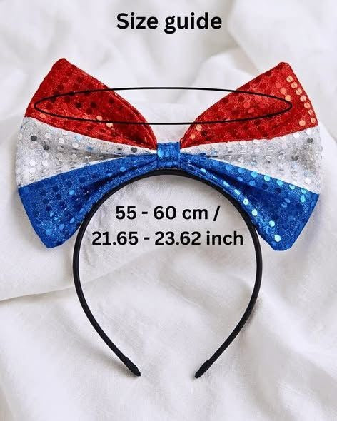 Patriotic Sequin Big Bow Headband