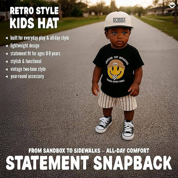 Kids/Baby Two Tone Vintage Cap - Bubba (Black/Beige)