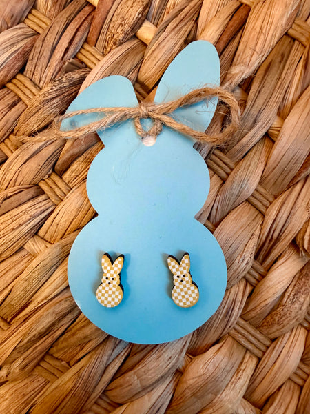 Plaid Bunny Stud Earrings