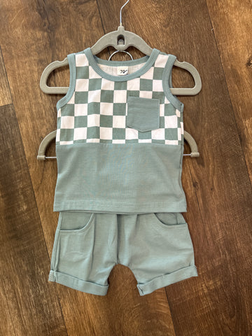 Checkered Tank Shorts Set