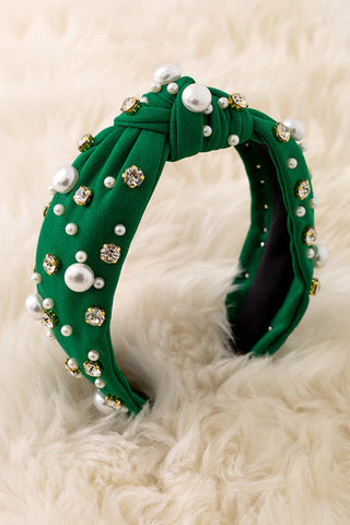 Pearl and Stone Green Headband