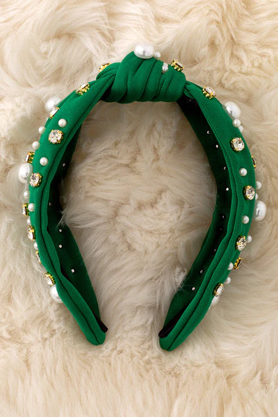 Pearl and Stone Green Headband